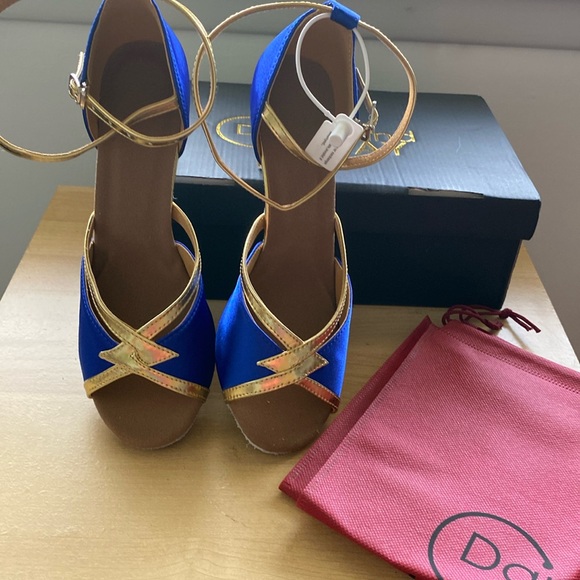 Dance and Sway Royal Blue & Gold Dress/Dance Sandals NWT - Picture 3 of 5